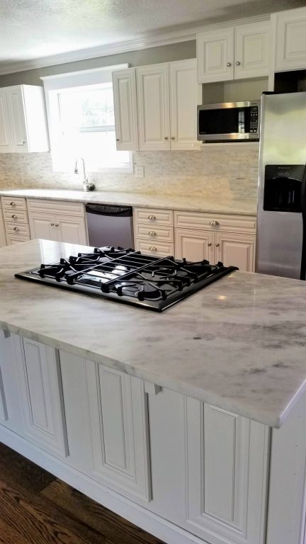 Kitchen Island with Marble Top and Natural Gas Range/Oven